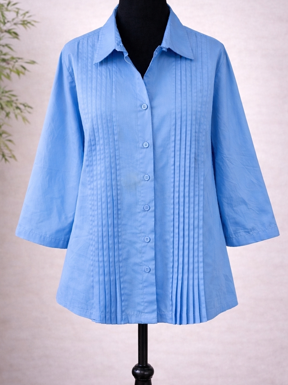 Vintage American Sweethearts Pleated Button Blouse M Cotton Blend Classic